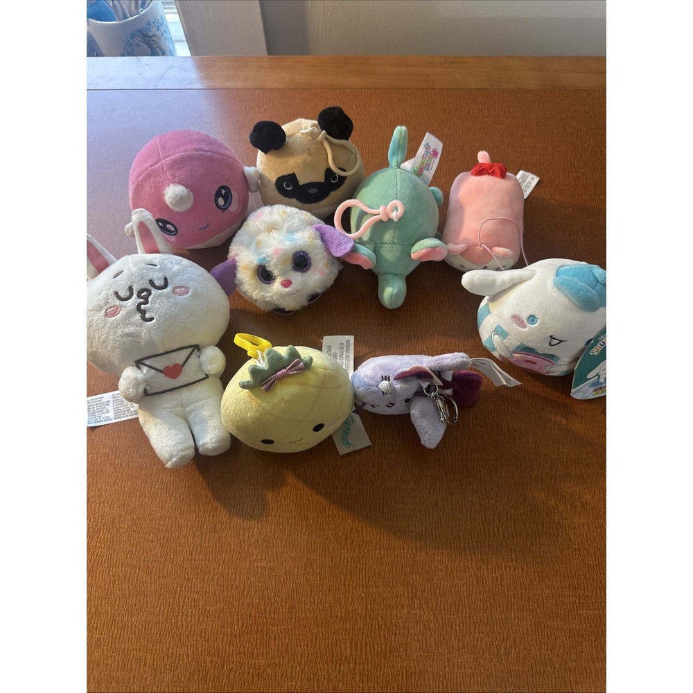Lot Of 9 Small Squishy Plush: Swuishmallows, TY, Smoochy, Others Some With‎ Tags